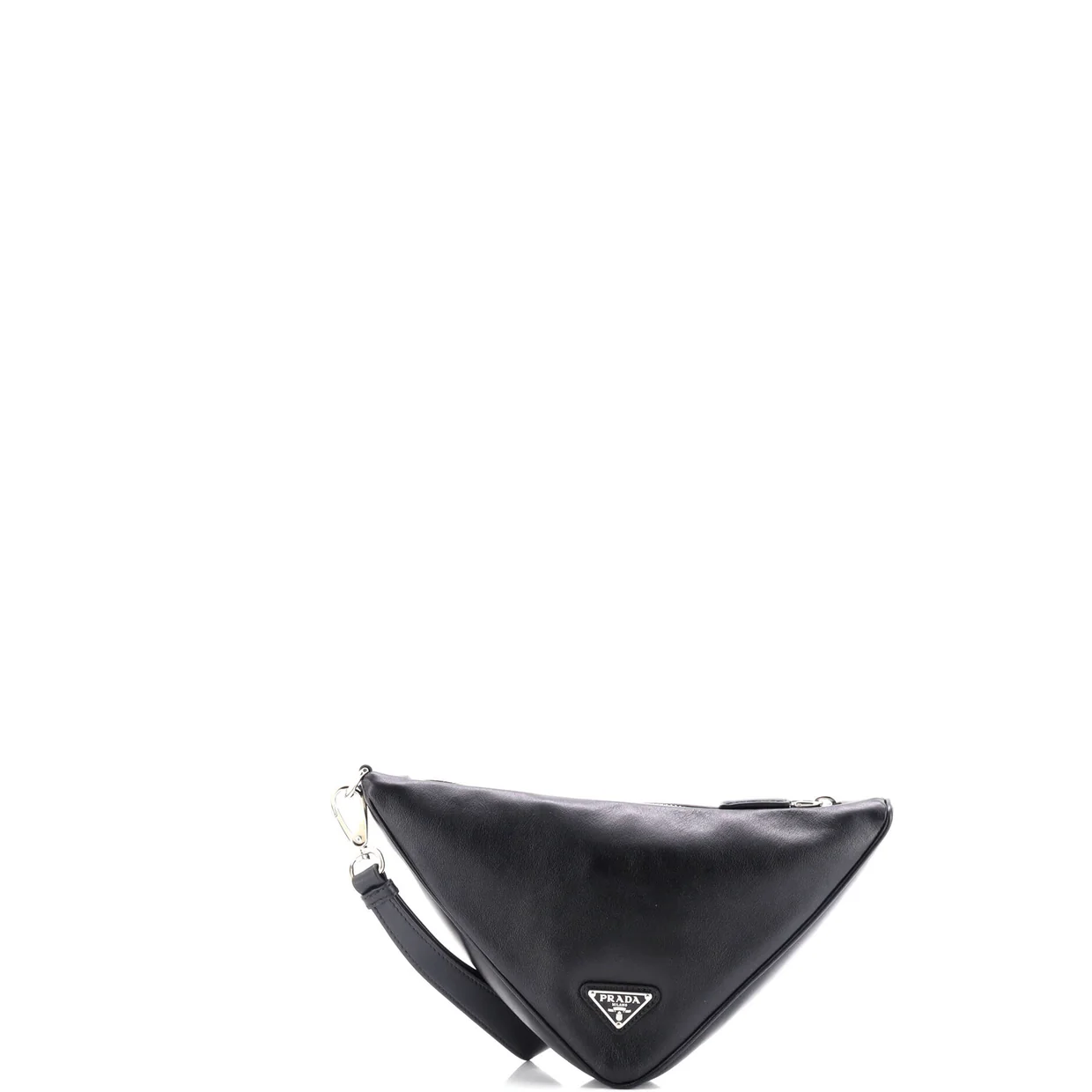 Triangle Logo Wristlet Pouch Embossed Leather - Deep Luxury