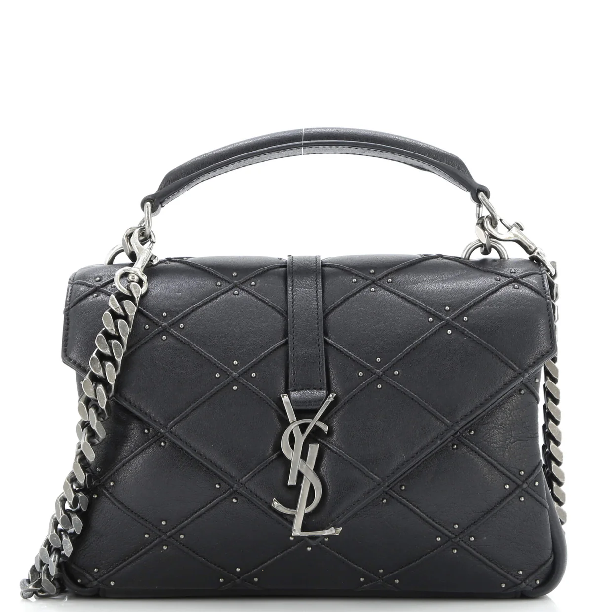 Classic Monogram College Bag Studded Quilted Leather Medium - Deep Luxury