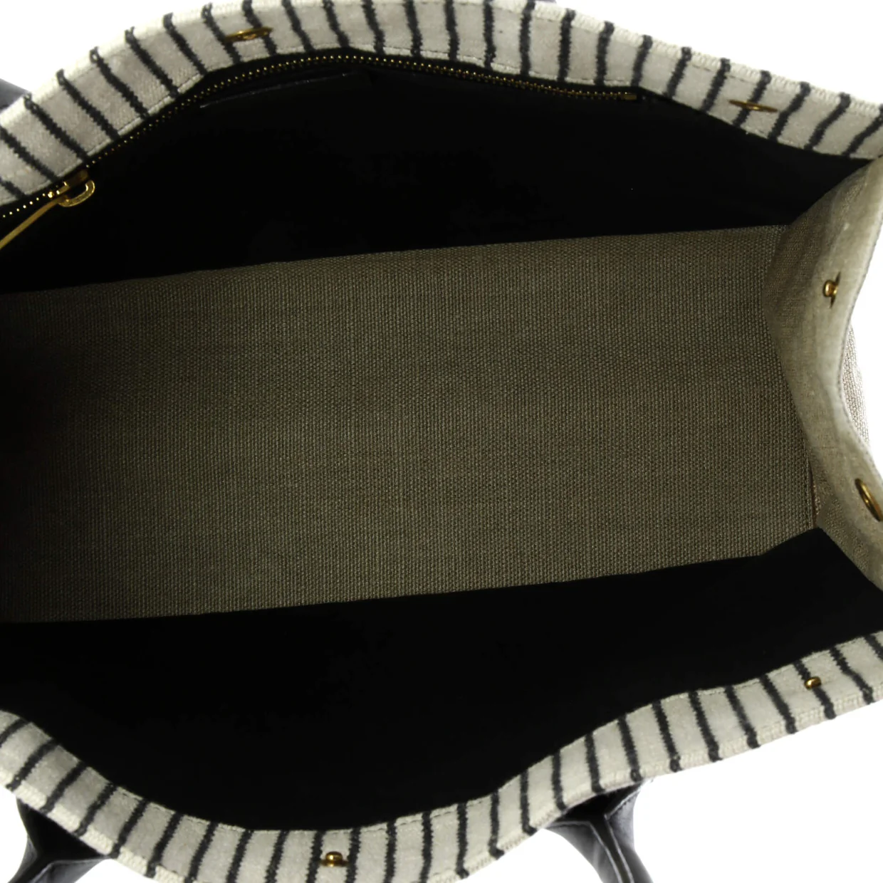 Rive Gauche Shopper Tote Striped Canvas Small - Deep Luxury