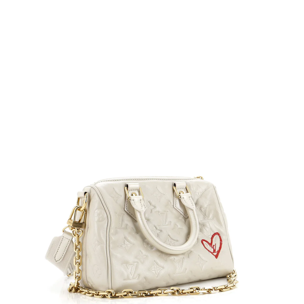 Speedy Bandouliere Bag Limited Edition Fall in Love Monogram Embossed Lambskin 22 - Deep Luxury