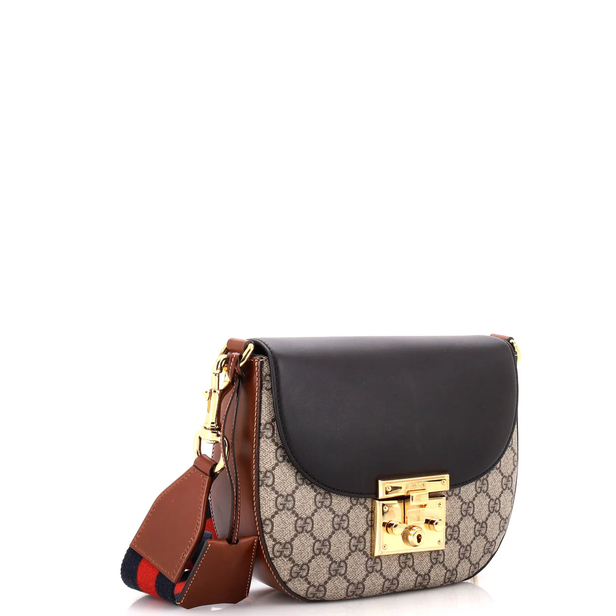 Padlock Saddle Shoulder Bag GG Coated Canvas and Leather Medium - Deep Luxury