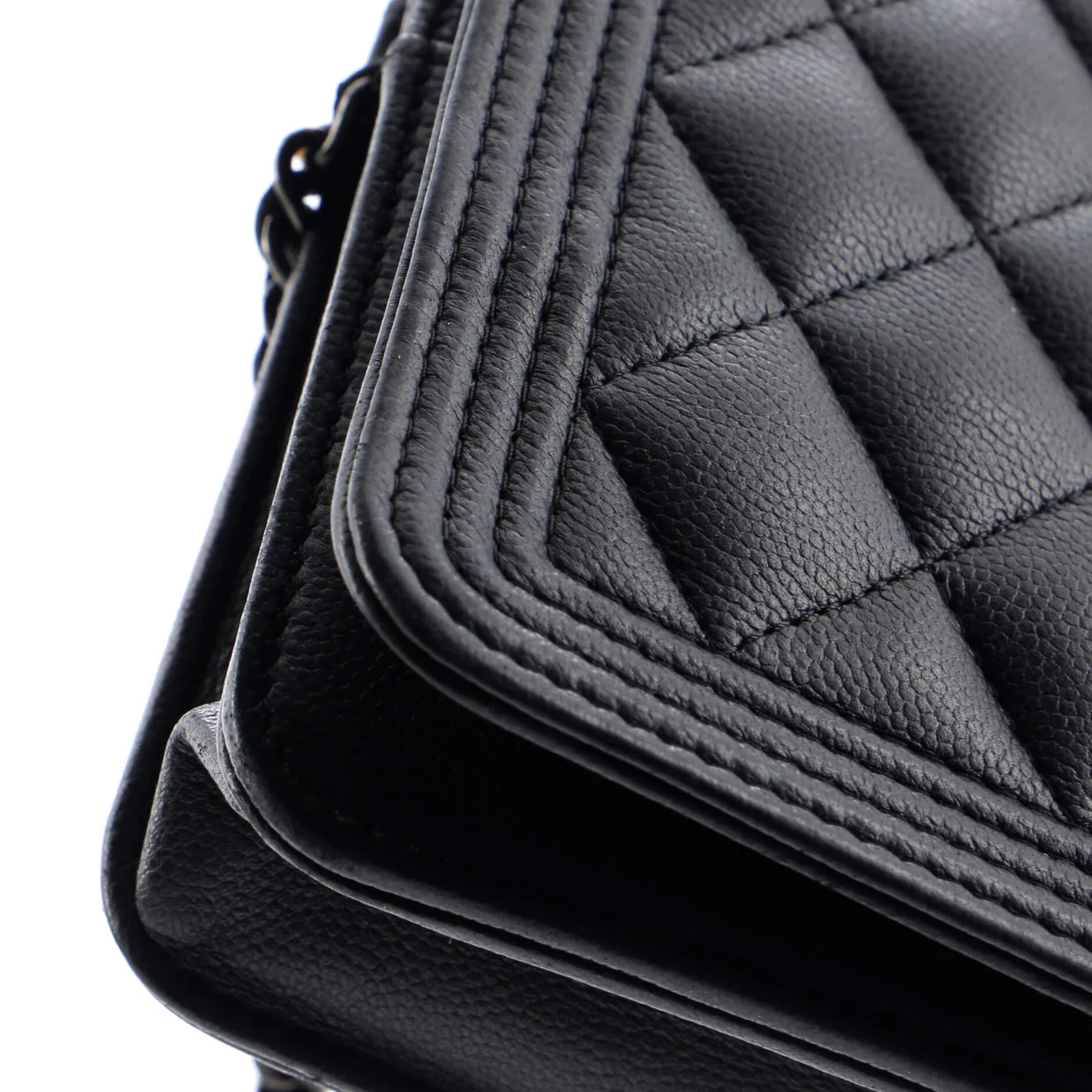 So Black Boy Wallet on Chain Quilted Caviar - Deep Luxury