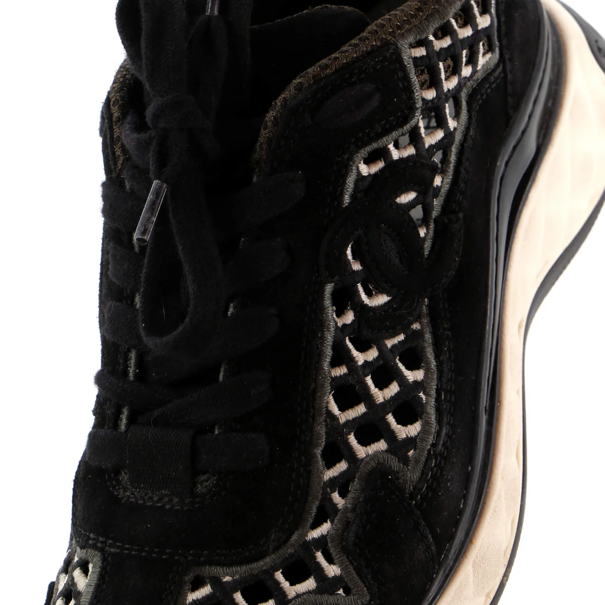 Women's CC Embroidery Sneakers Calfskin and Suede - Deep Luxury