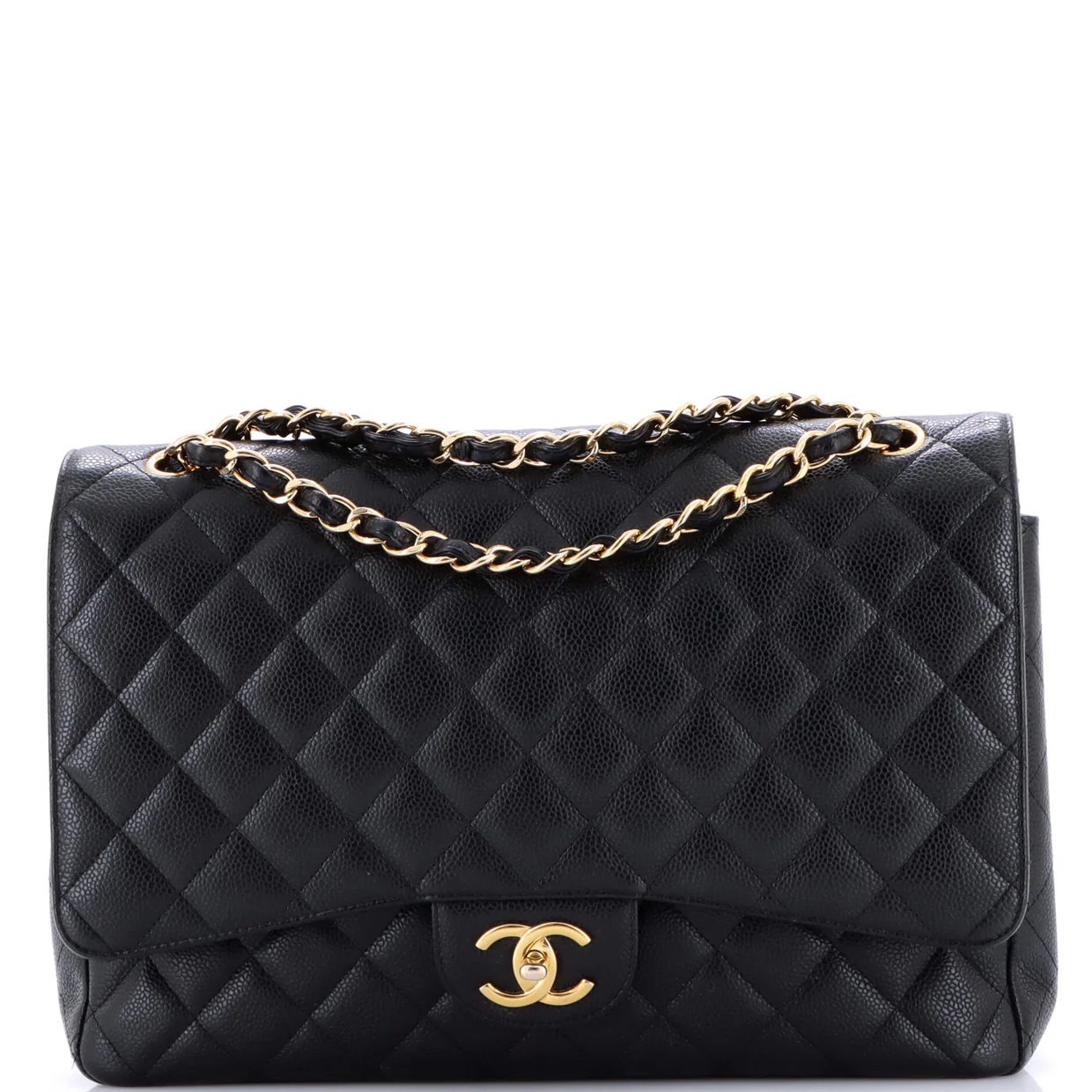 Classic Double Flap Bag Quilted Caviar Maxi - Deep Luxury