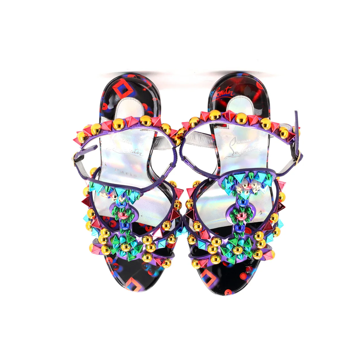 Women's Goldora Heeled Sandals Studded Patent 100 - Deep Luxury
