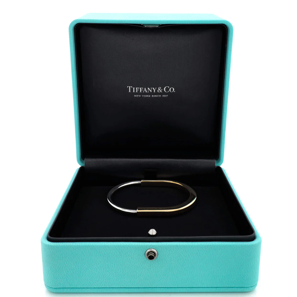 Lock Bangle Bracelet 18K Rose Gold and 18K White Gold - Deep Luxury