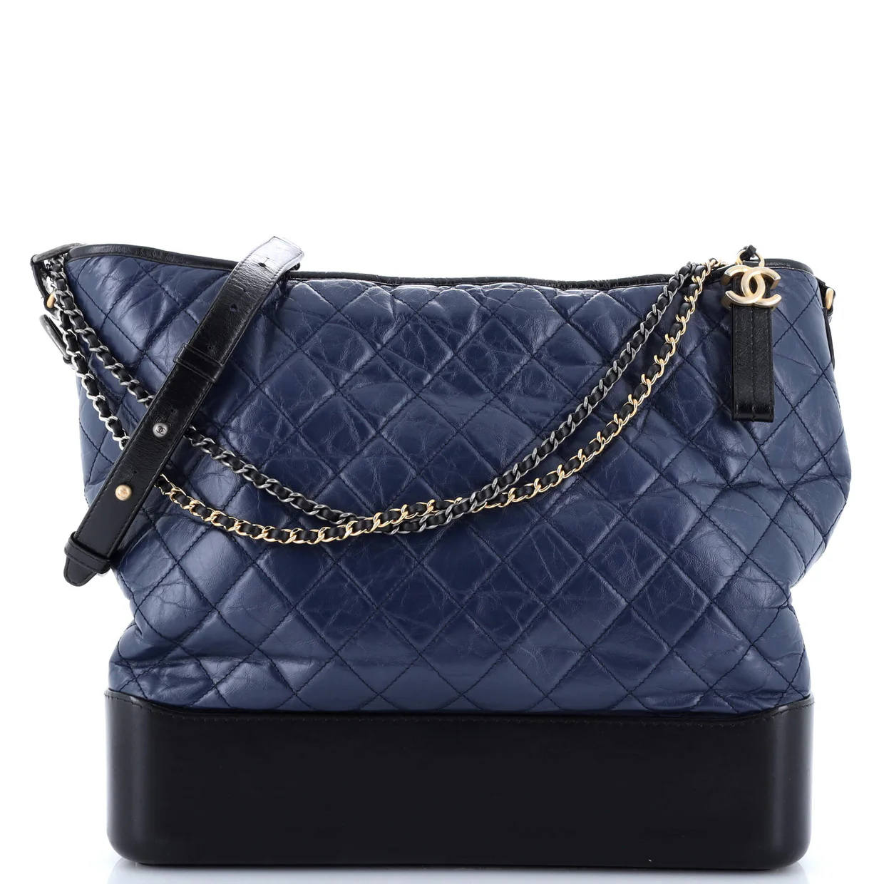 Bicolor Gabrielle Hobo Quilted Aged Calfskin Large - Deep Luxury