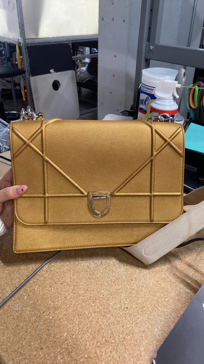 Diorama Chain Satchel Grained Leather Large - Deep Luxury