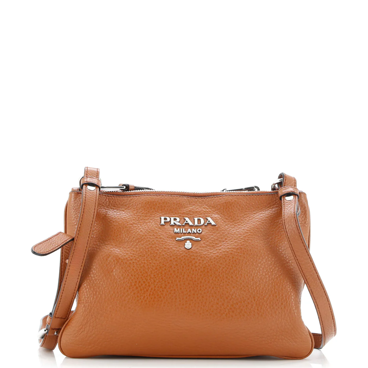 Double Zip Crossbody Bag Vitello Daino Small - Deep Luxury