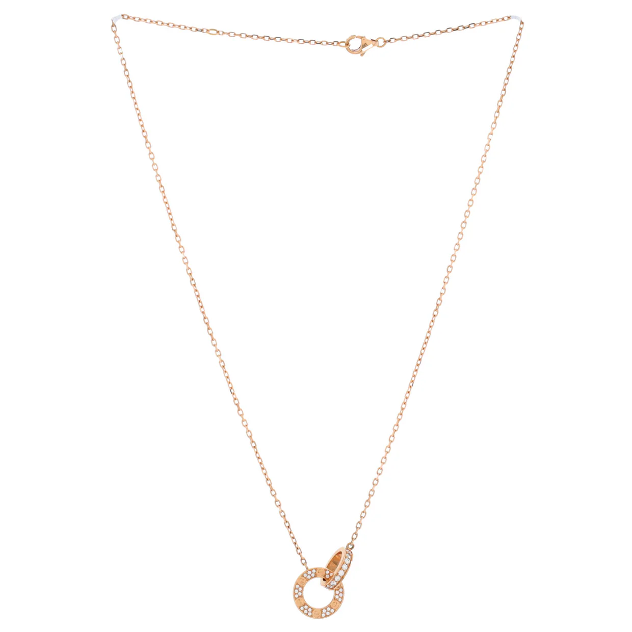 Love Interlocking Pave Necklace 18K Rose Gold and Diamonds - Deep Luxury