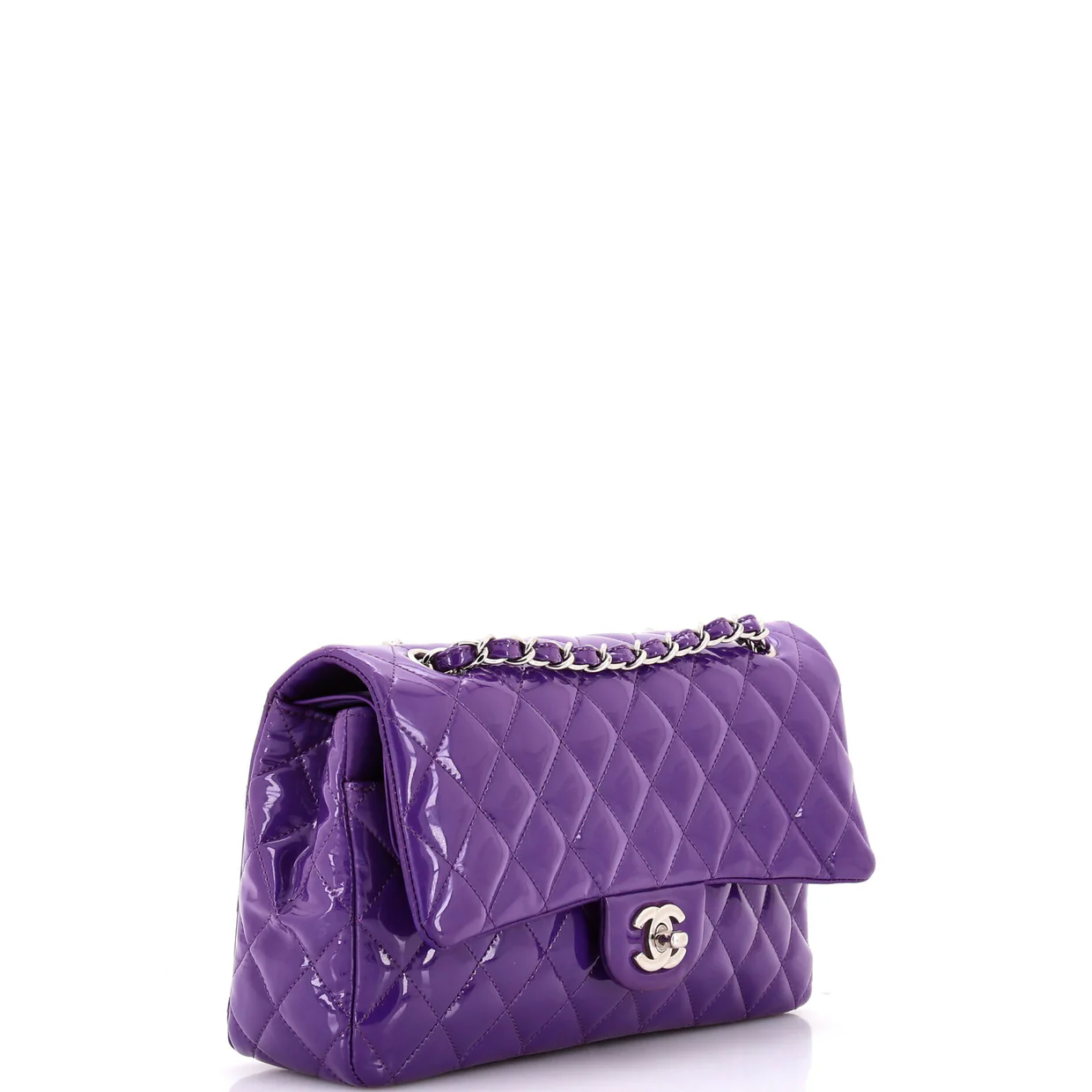 Classic Double Flap Bag Quilted Patent Medium - Deep Luxury