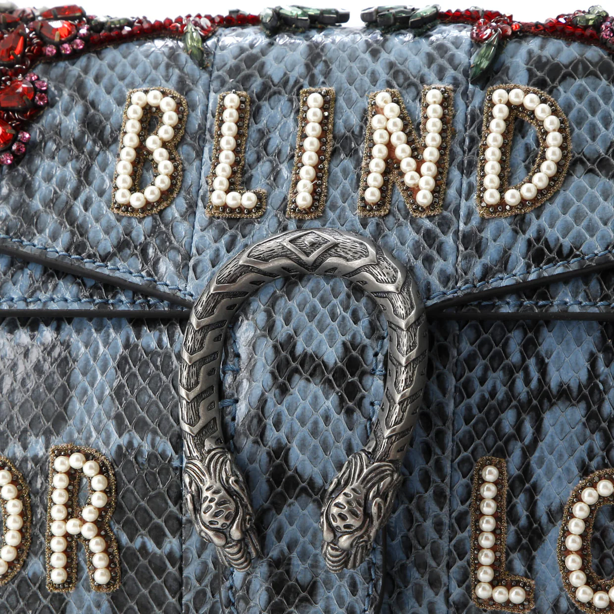 Dionysus Bag Embellished Python Small - Deep Luxury