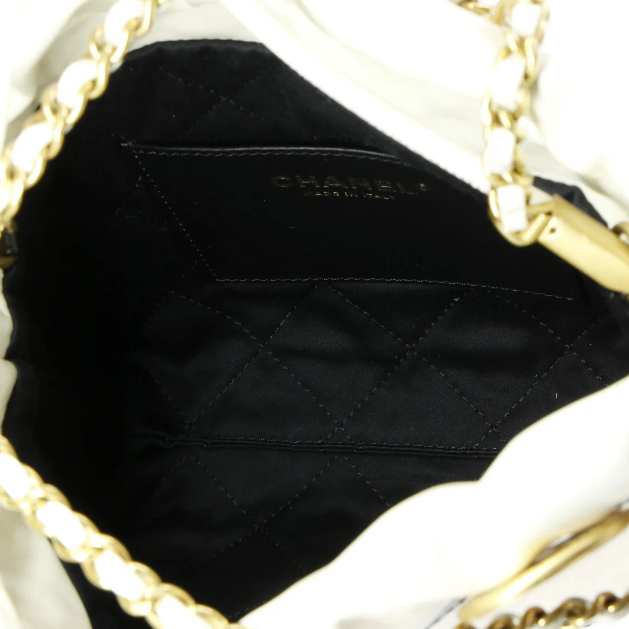 22 Chain Hobo Striped Shiny Calfskin Mini - Deep Luxury