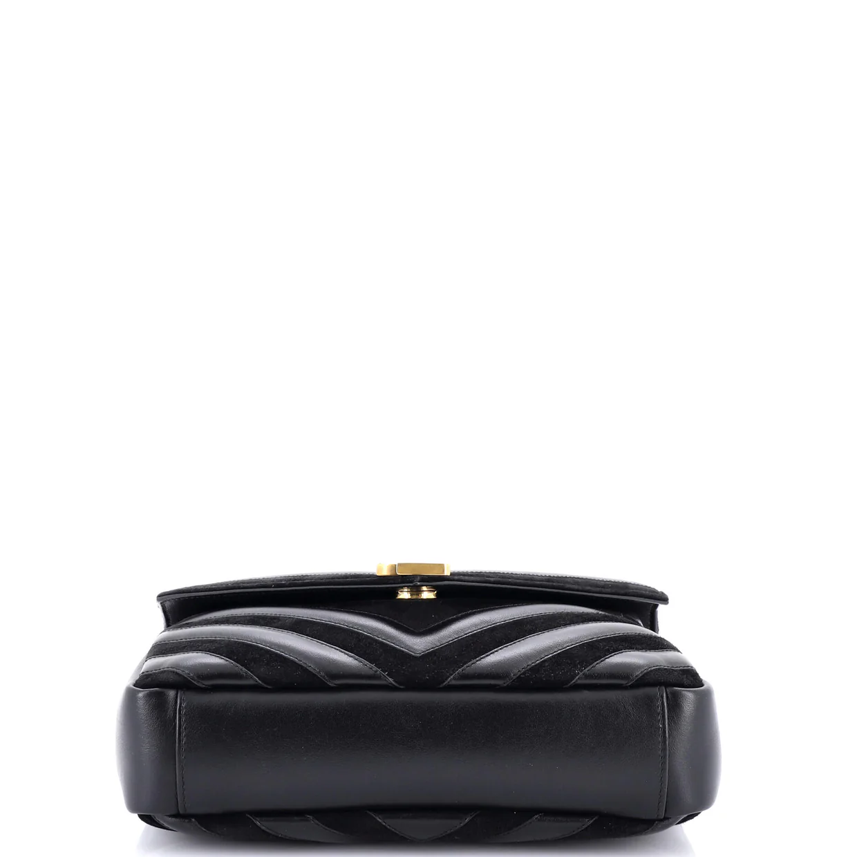 Classic Monogram College Bag Matelasse Chevron Leather and Suede Medium - Deep Luxury