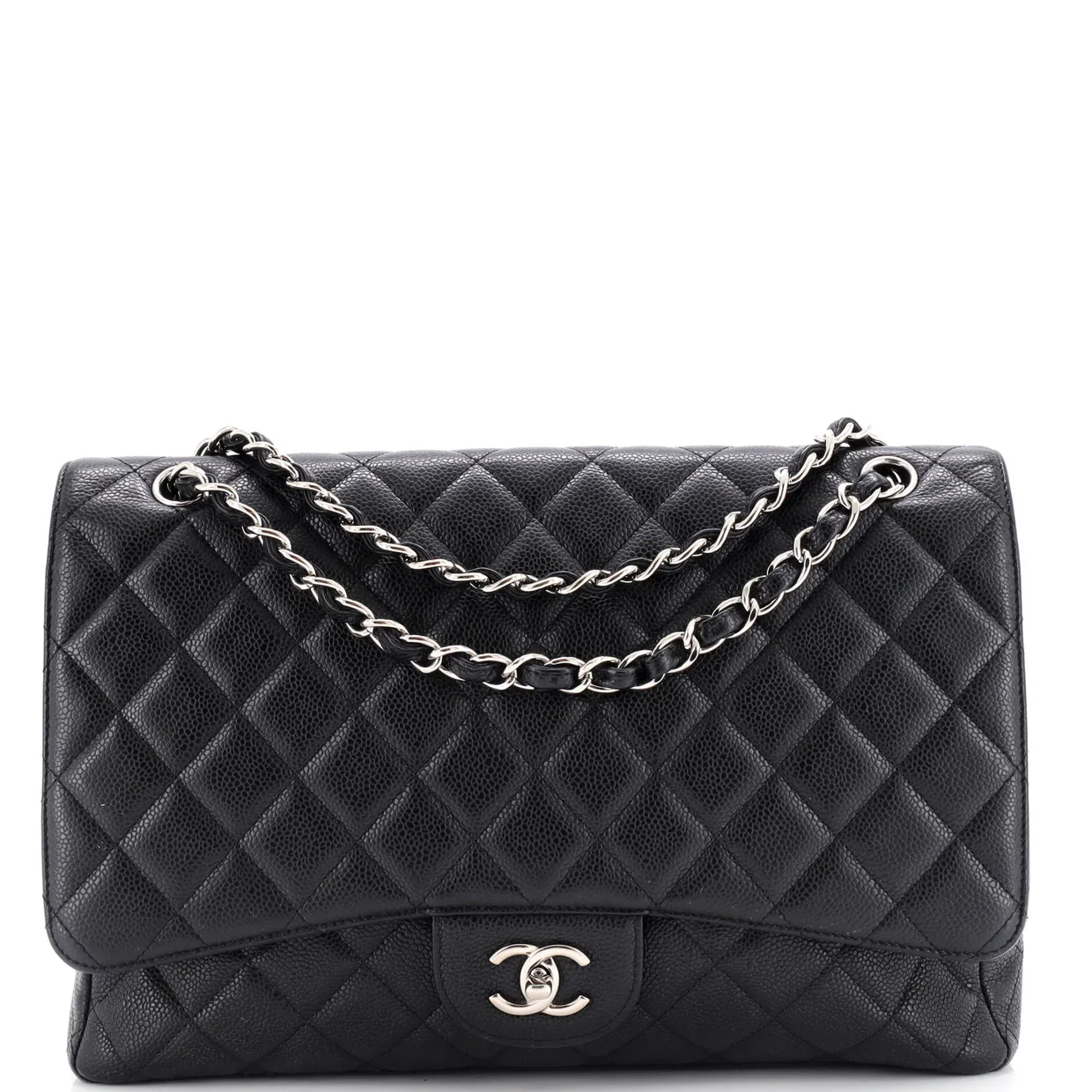 Classic Single Flap Bag Quilted Caviar Maxi - Deep Luxury