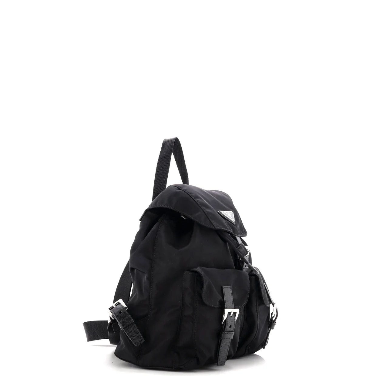 Vela Double Front Pocket Backpack Tessuto with Saffiano Leather Small - Deep Luxury