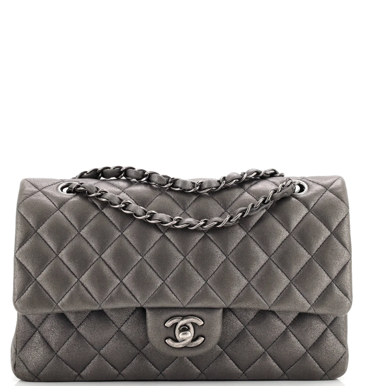 Classic Double Flap Bag Quilted Metallic Lambskin Medium - Deep Luxury