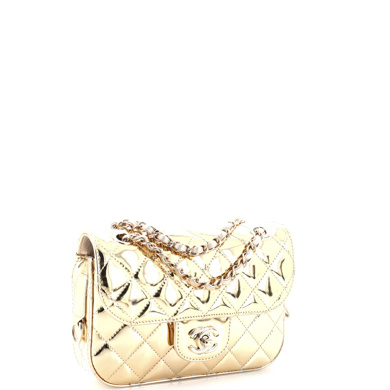 Classic Single Flap Bag with Star Coin Purse Quilted Metallic Leather Mini - Deep Luxury