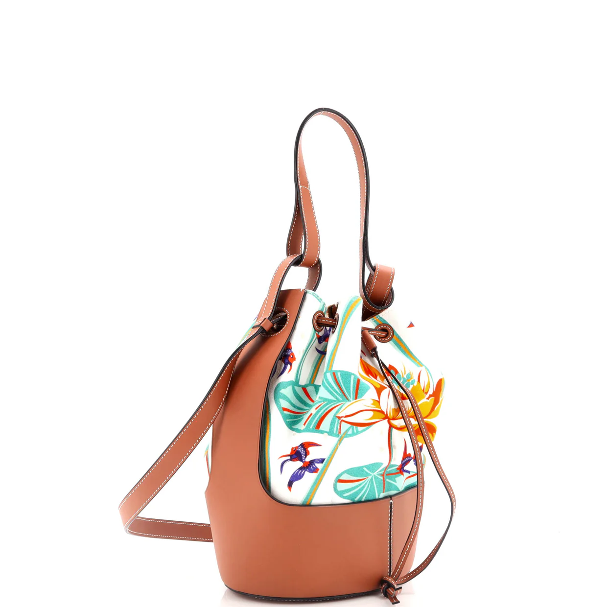 Balloon Bucket Bag Printed Canvas and Leather Medium - Deep Luxury