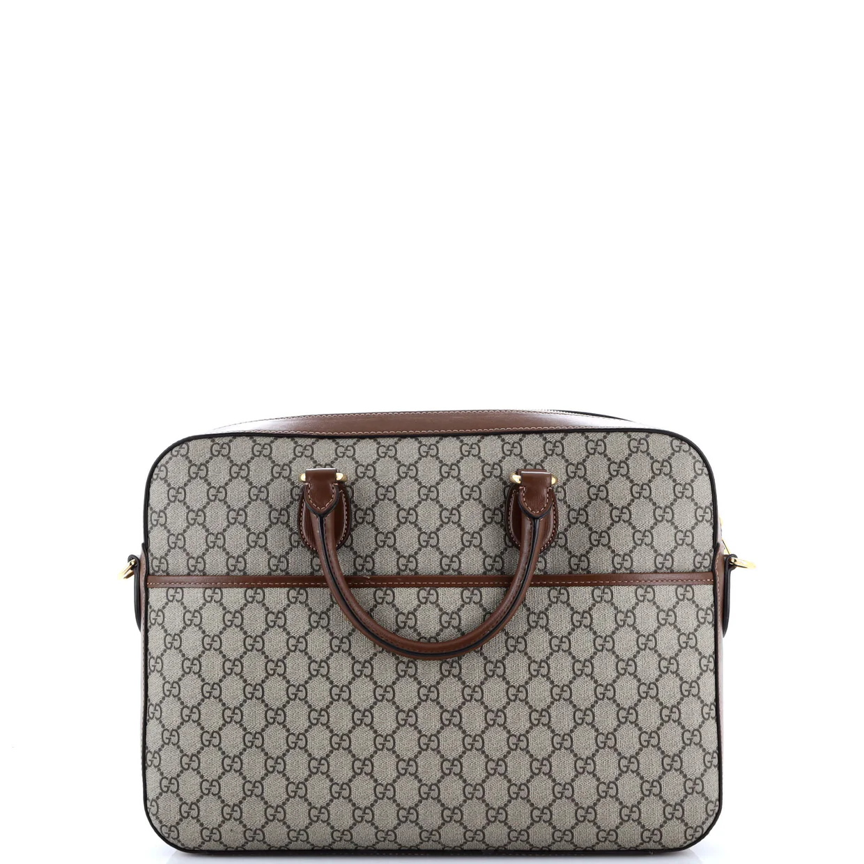 Interlocking G Briefcase GG Coated Canvas with Leather Large - Deep Luxury