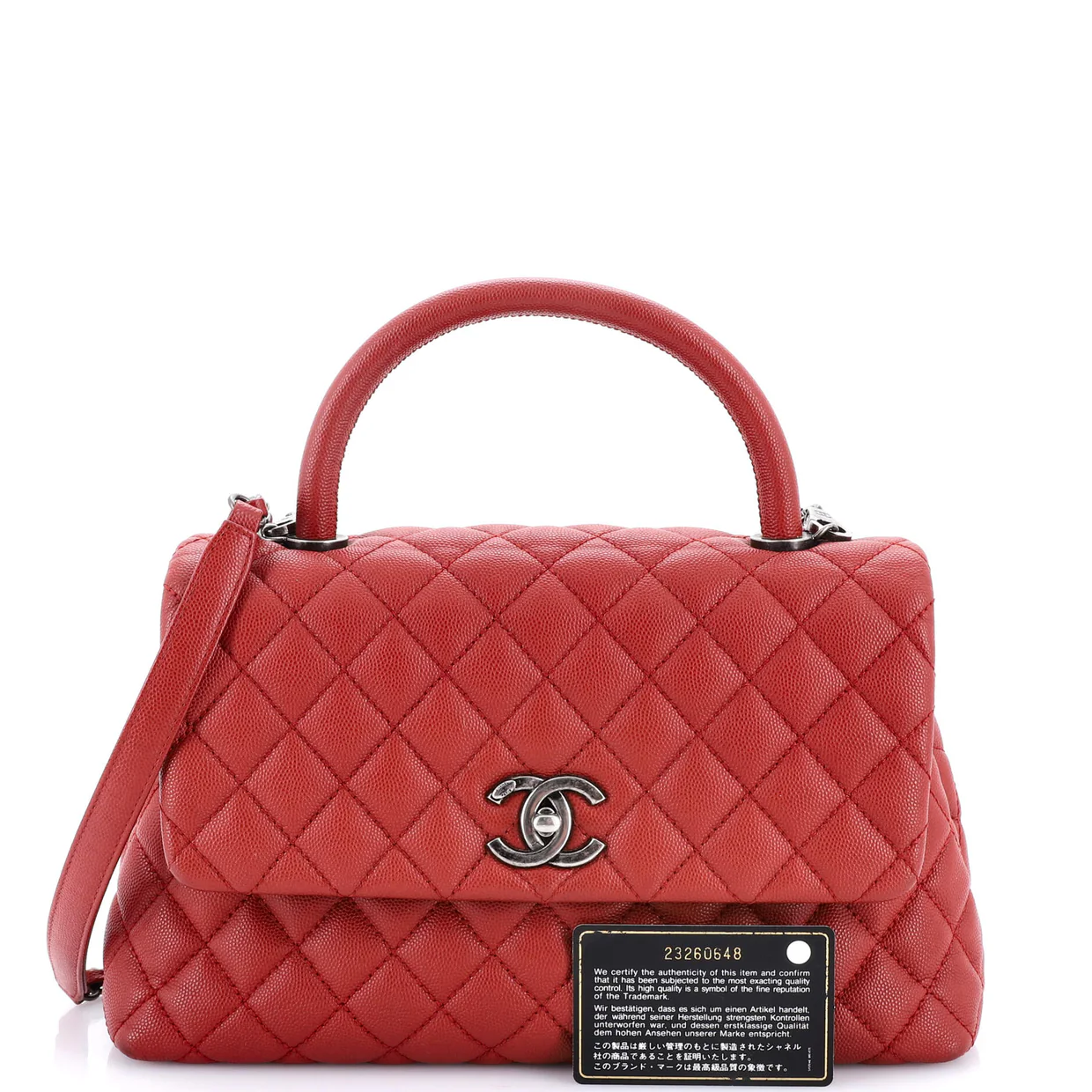 Coco Top Handle Bag Quilted Caviar Small - Deep Luxury