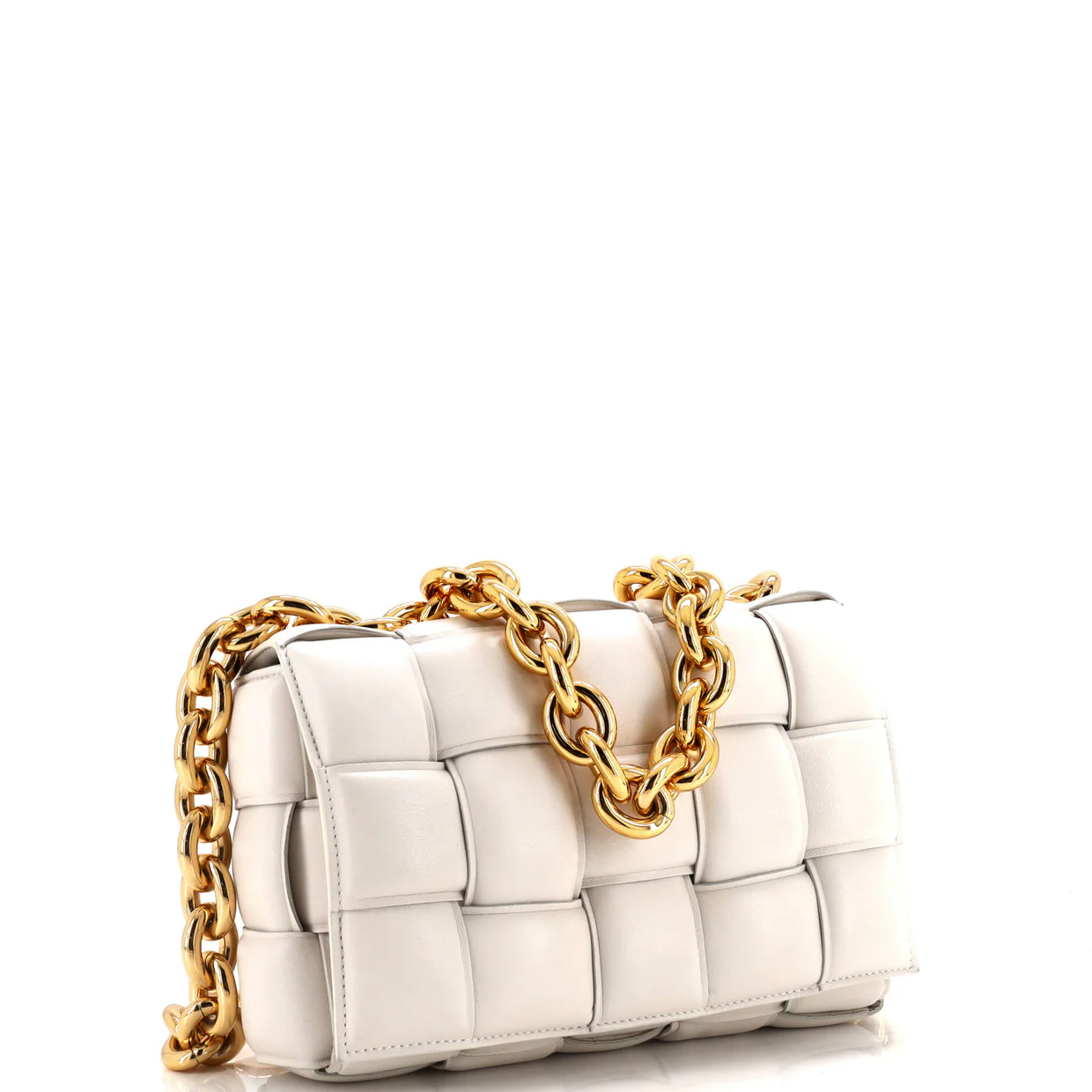 Cassette Chain Crossbody Bag Padded Maxi Intrecciato Leather - Deep Luxury