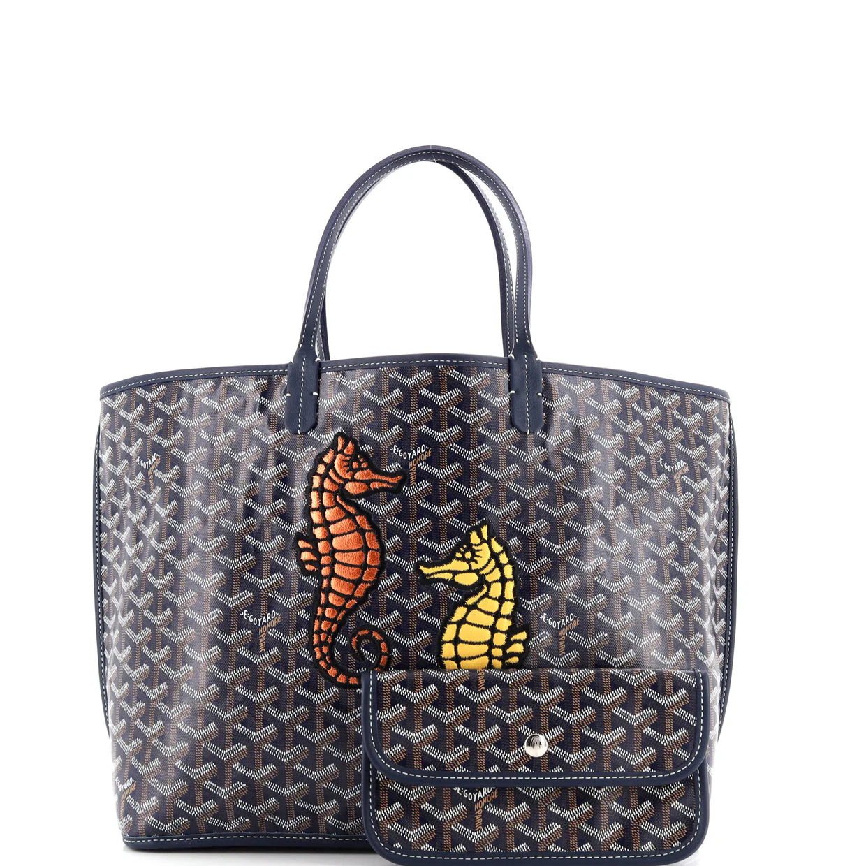 Anjou Reversible Tote Embroidered Coated Canvas PM - Deep Luxury
