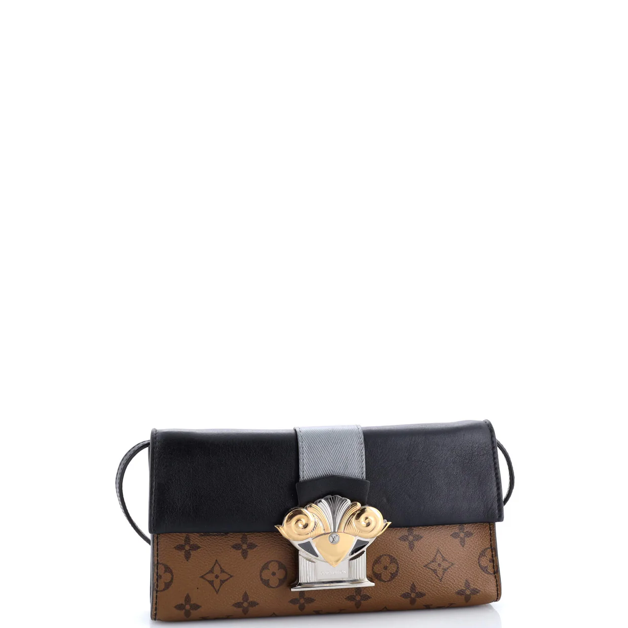 Column Clutch Reverse Monogram Canvas with Calfskin - Deep Luxury