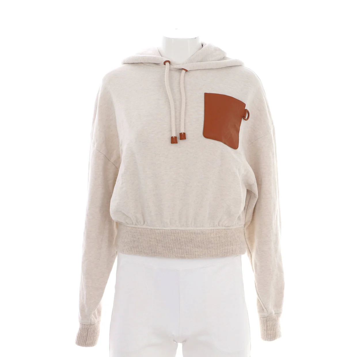 Women's Anagram Pocket Hoodie Cotton with Leather - Deep Luxury