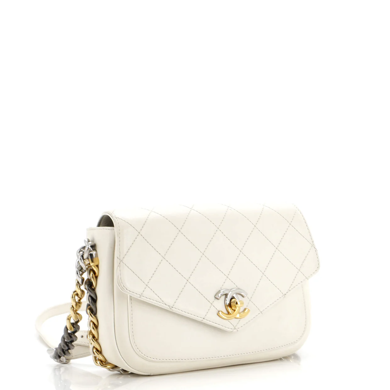 Two Tone Envelope Flap Bag Quilted Calfskin Medium - Deep Luxury