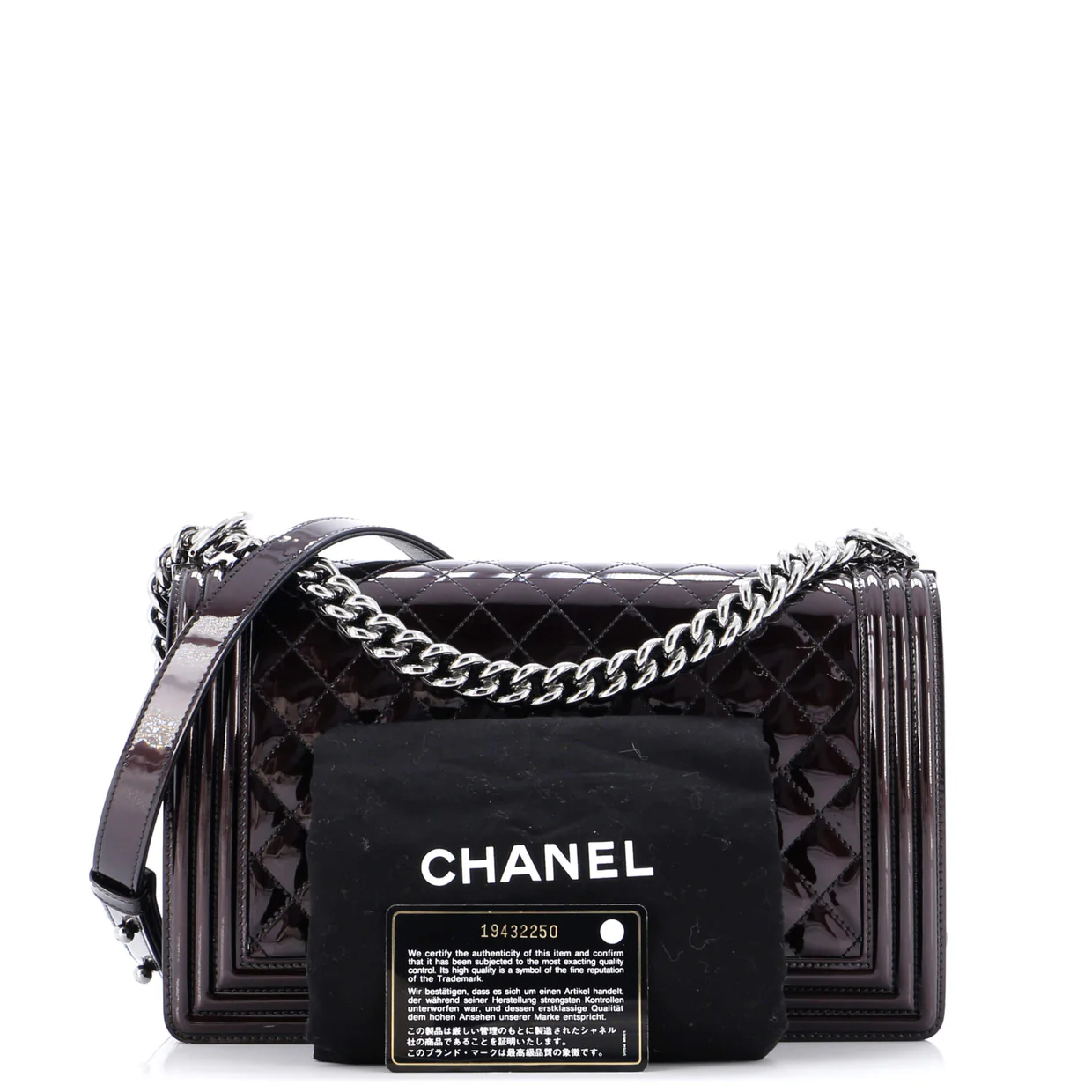 Boy Flap Bag Quilted Patent New Medium - Deep Luxury