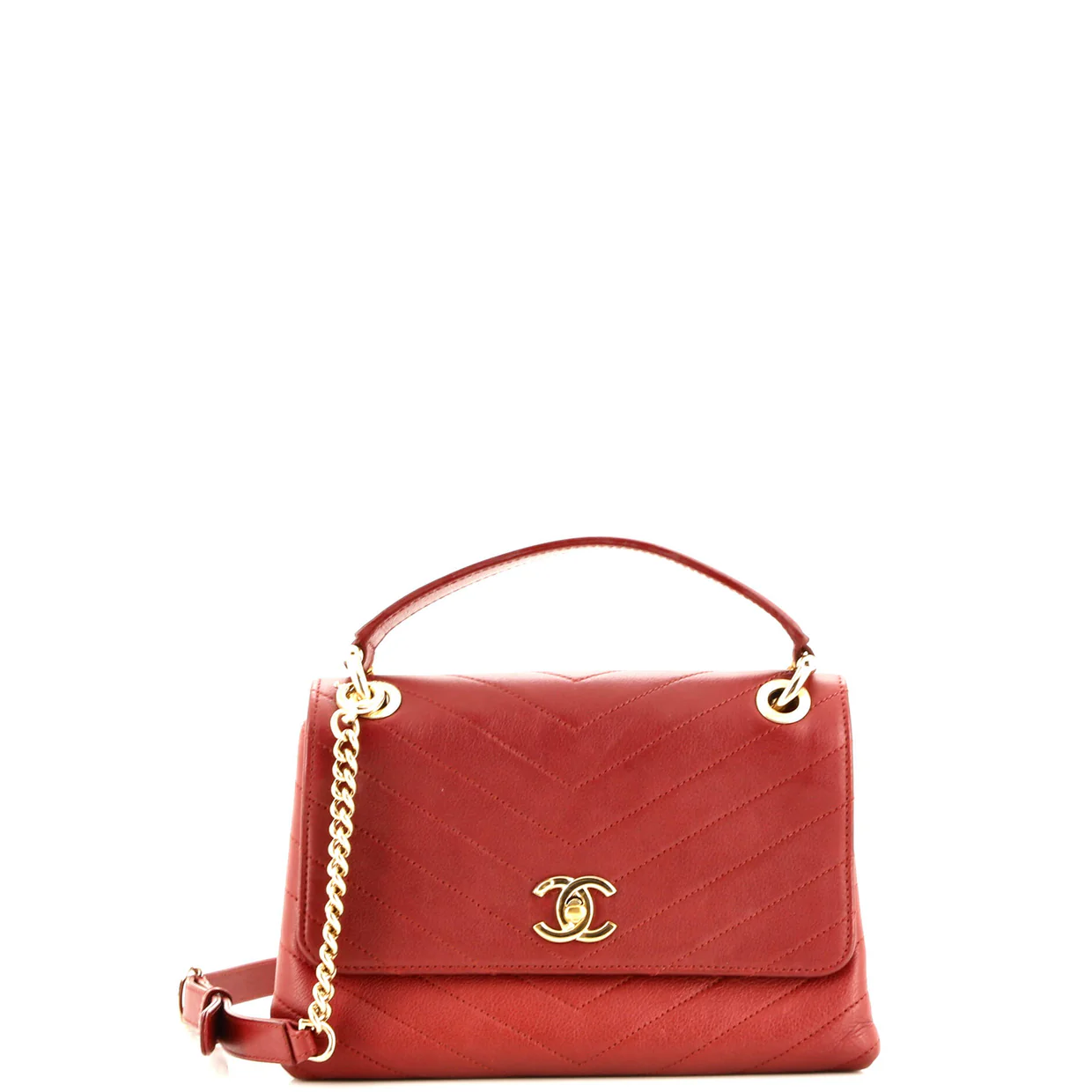 Chevron Chic Top Handle Bag Chevron Calfskin Small - Deep Luxury