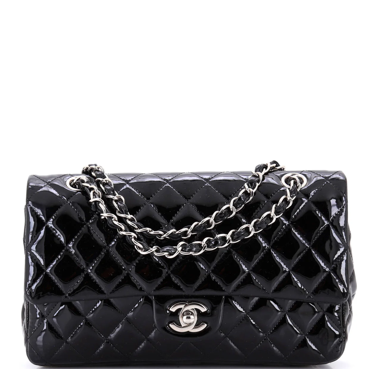 Classic Double Flap Bag Quilted Patent Medium - Deep Luxury