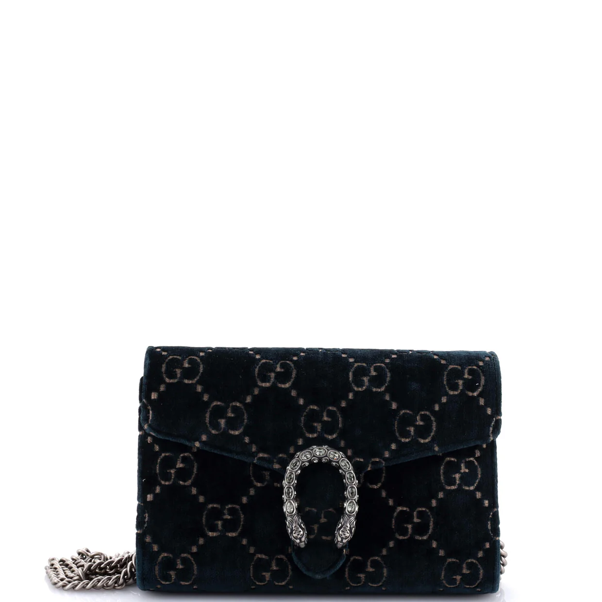 Dionysus Chain Wallet GG Velvet Small - Deep Luxury
