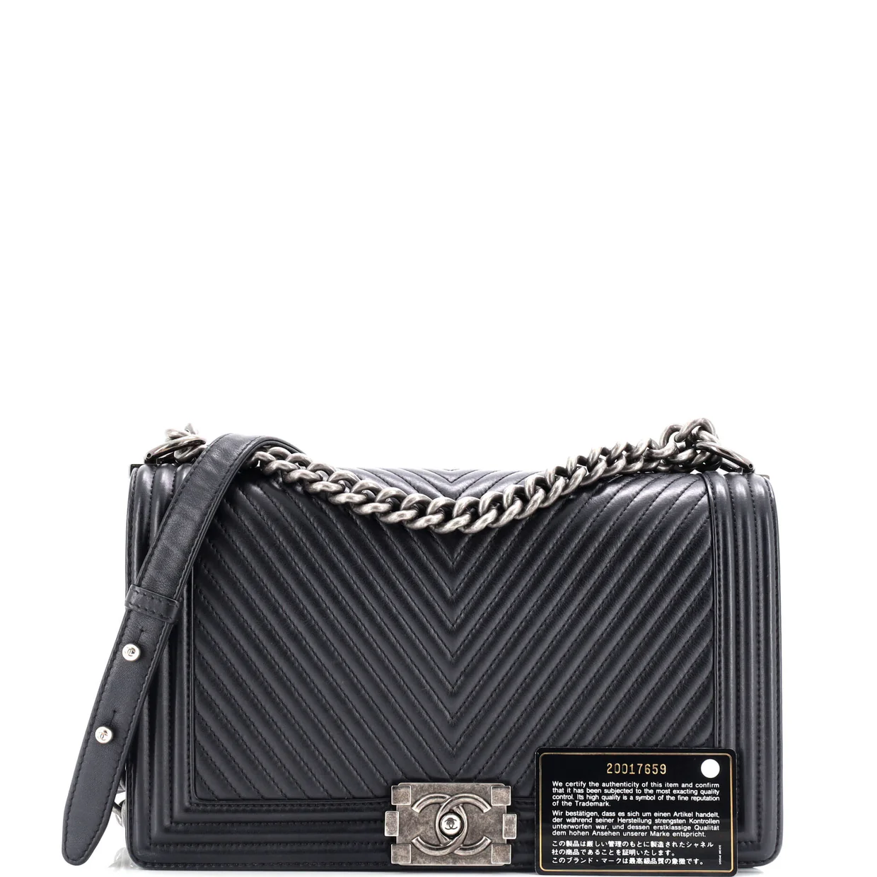 Boy Flap Bag Chevron Wrinkled Lambskin New Medium - Deep Luxury