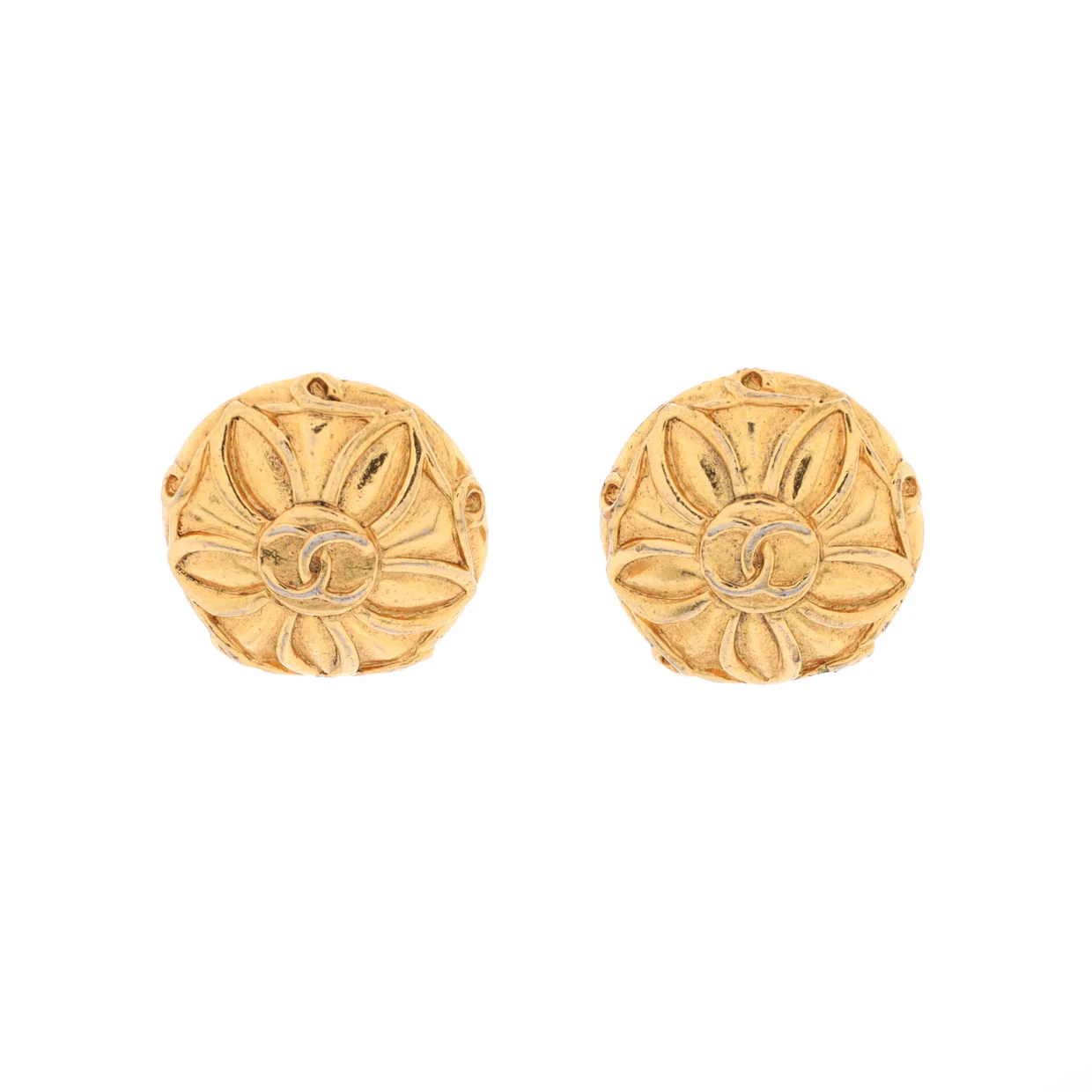 Vintage CC Round Clip-On Earrings Metal - Deep Luxury