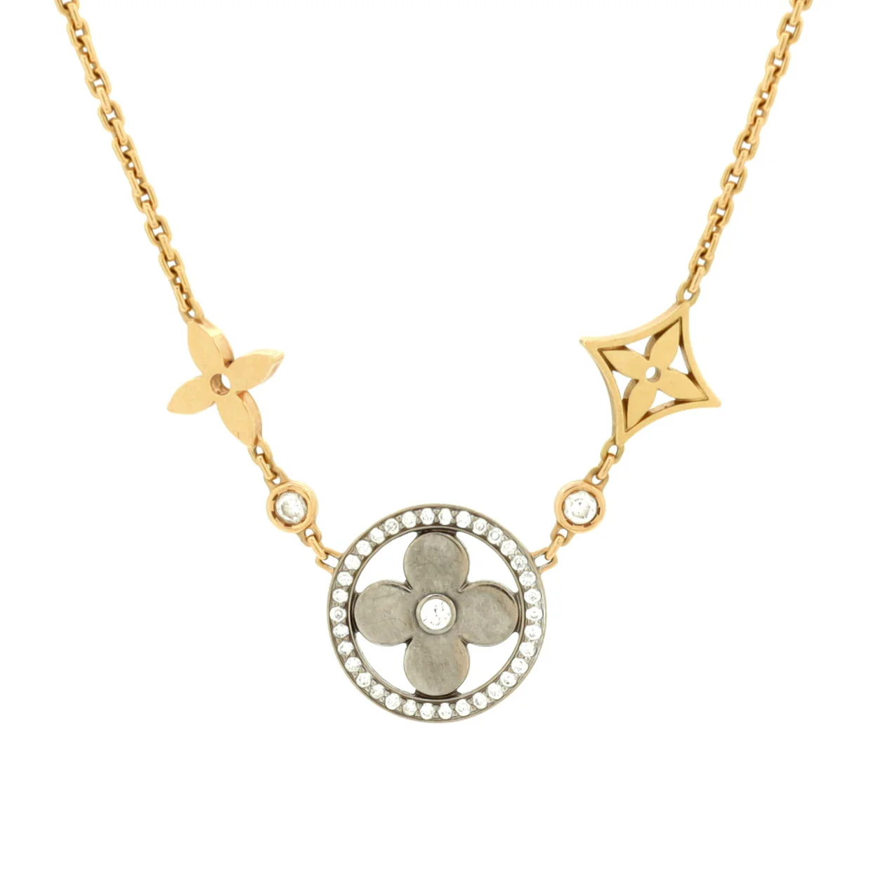 Blossom XL Necklace 18K Tricolor Gold with Diamonds - Deep Luxury