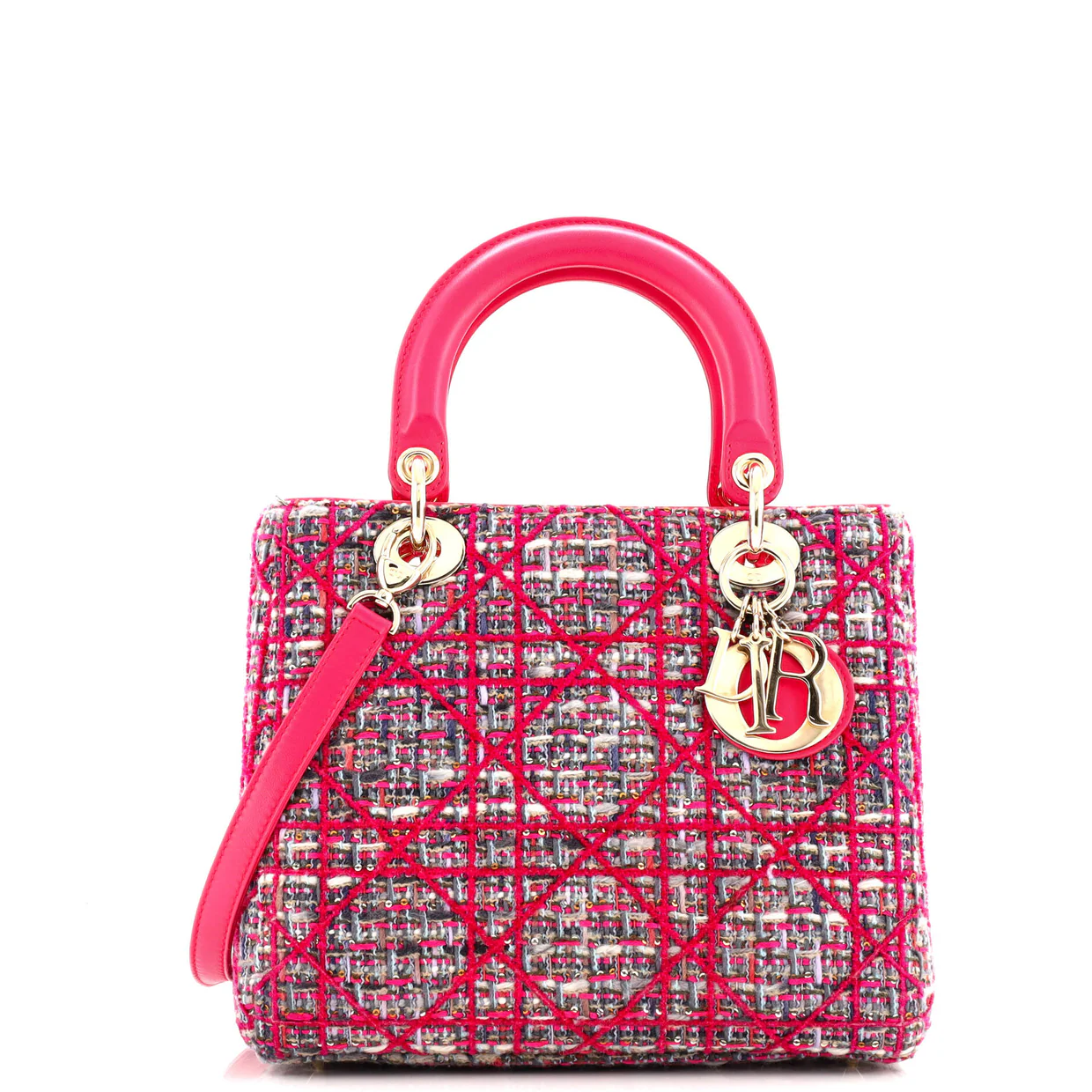 Lady Dior Bag Tweed with Leather Medium - Deep Luxury