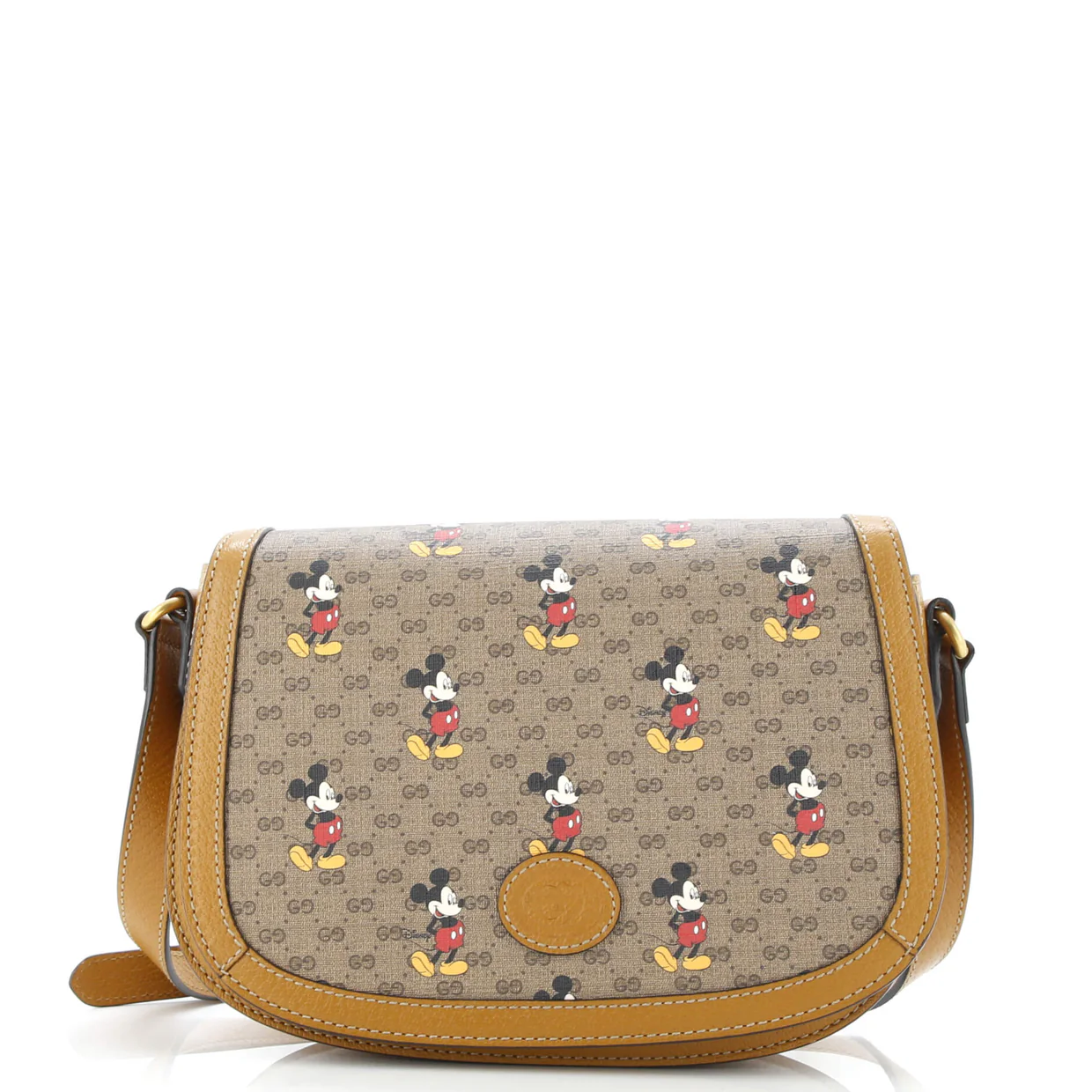 Disney Mickey Mouse Flap Shoulder Bag Printed Mini GG Coated Canvas Small - Deep Luxury