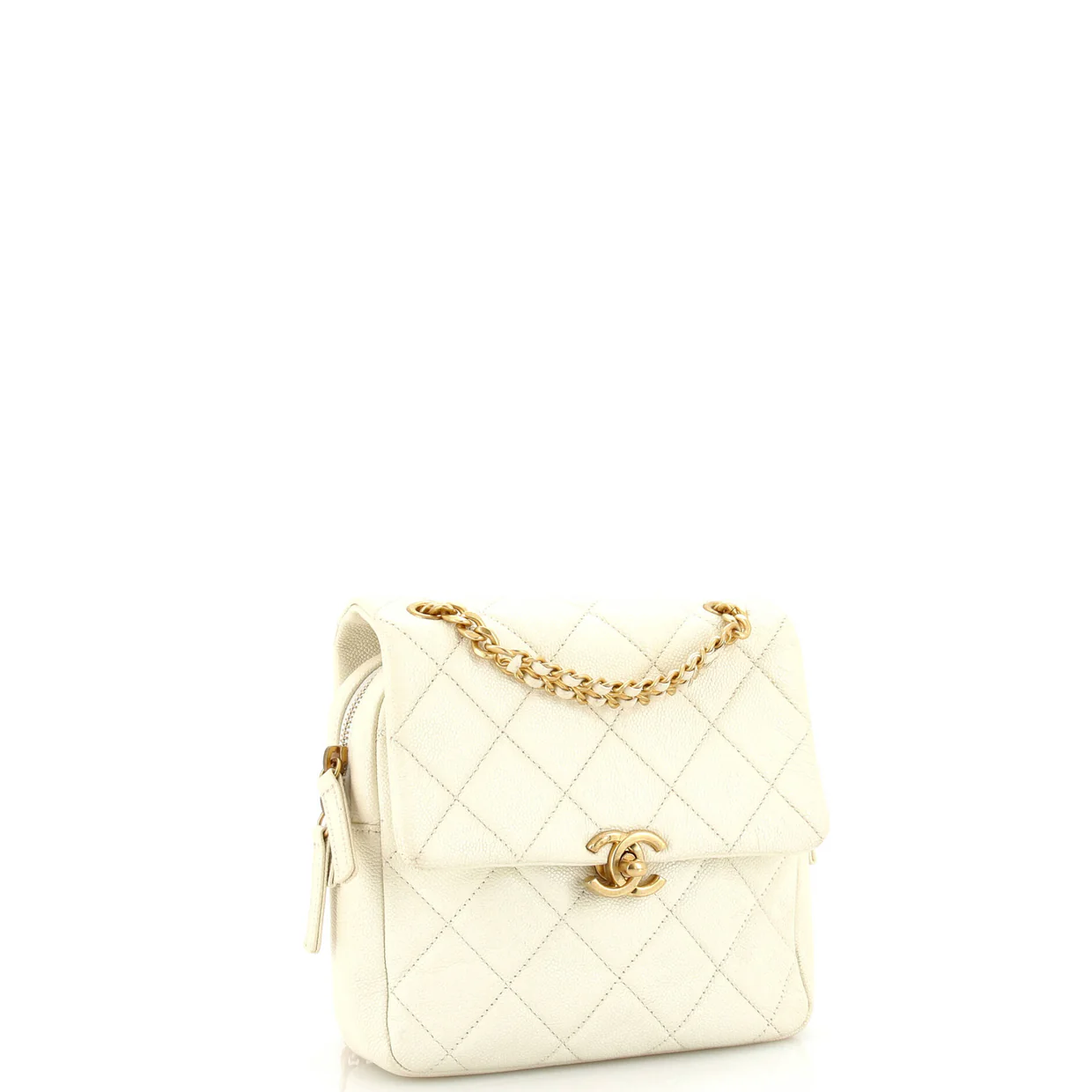 Chain Melody Flap Backpack Quilted Caviar Small - Deep Luxury