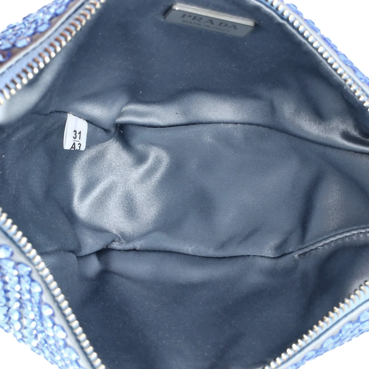 Triangle Top Handle Pouch Bag Crystal Embellished Satin Mini - Deep Luxury