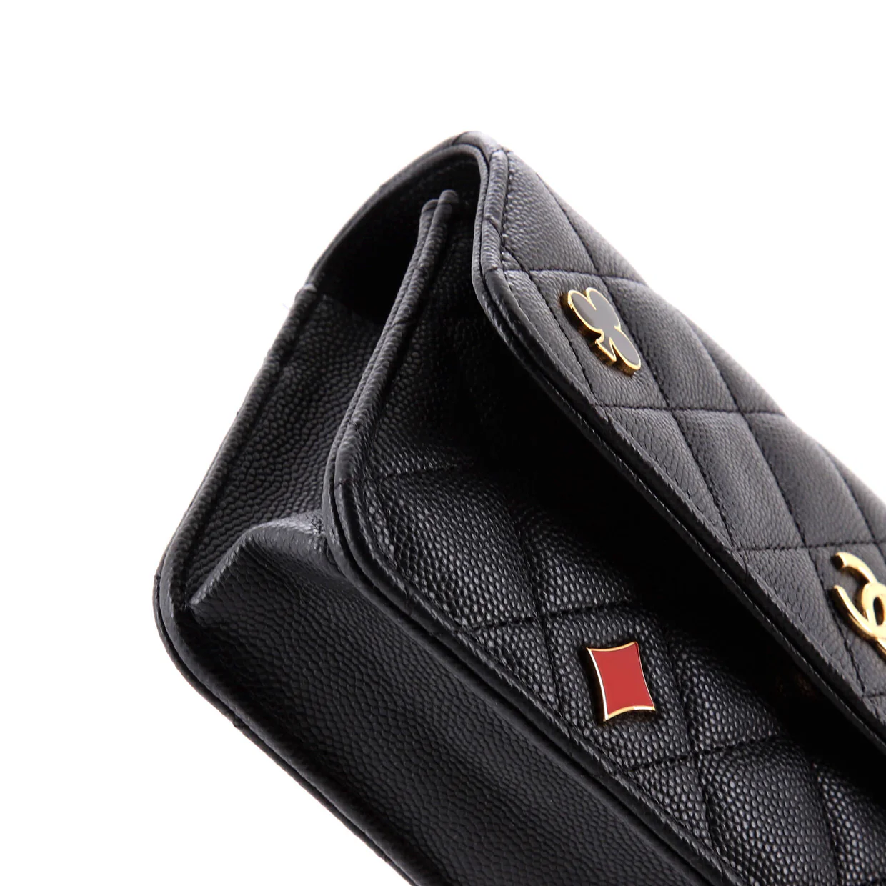 Coco Casino Flap Phone Holder with Chain Quilted Caviar - Deep Luxury