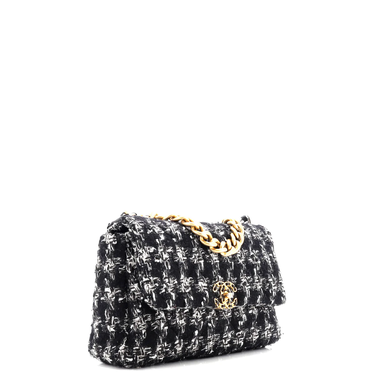 19 Flap Bag Quilted Tweed Large - Deep Luxury
