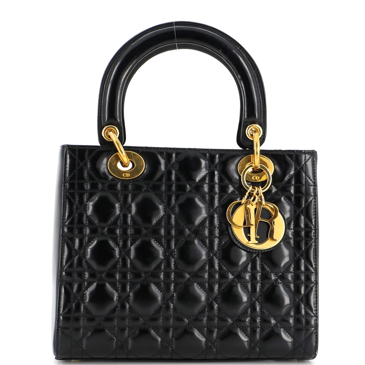 Vintage Lady Dior Bag Cannage Quilt Patent Medium - Deep Luxury