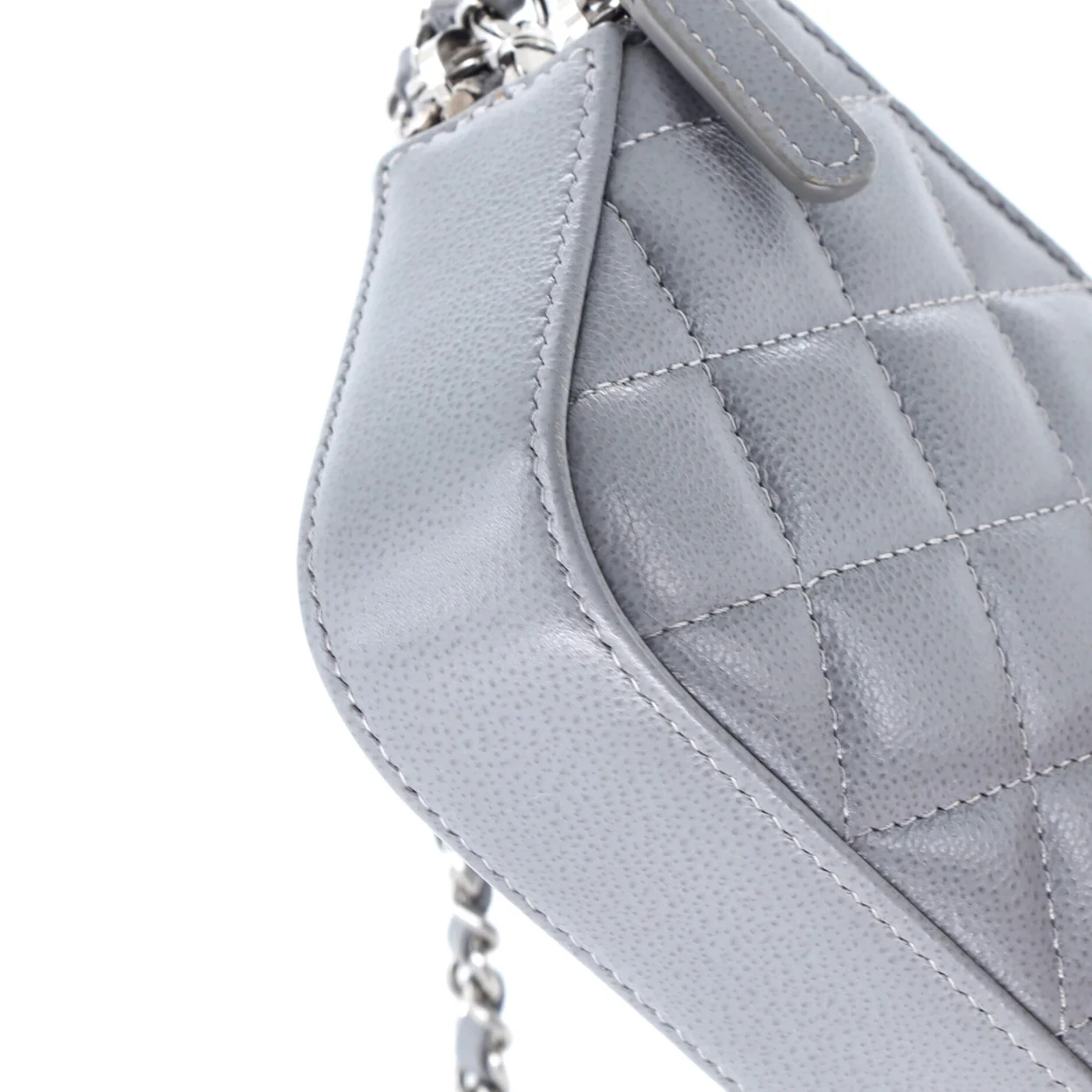 CC Box Double Zip Clutch with Chain Quilted Calfskin - Deep Luxury
