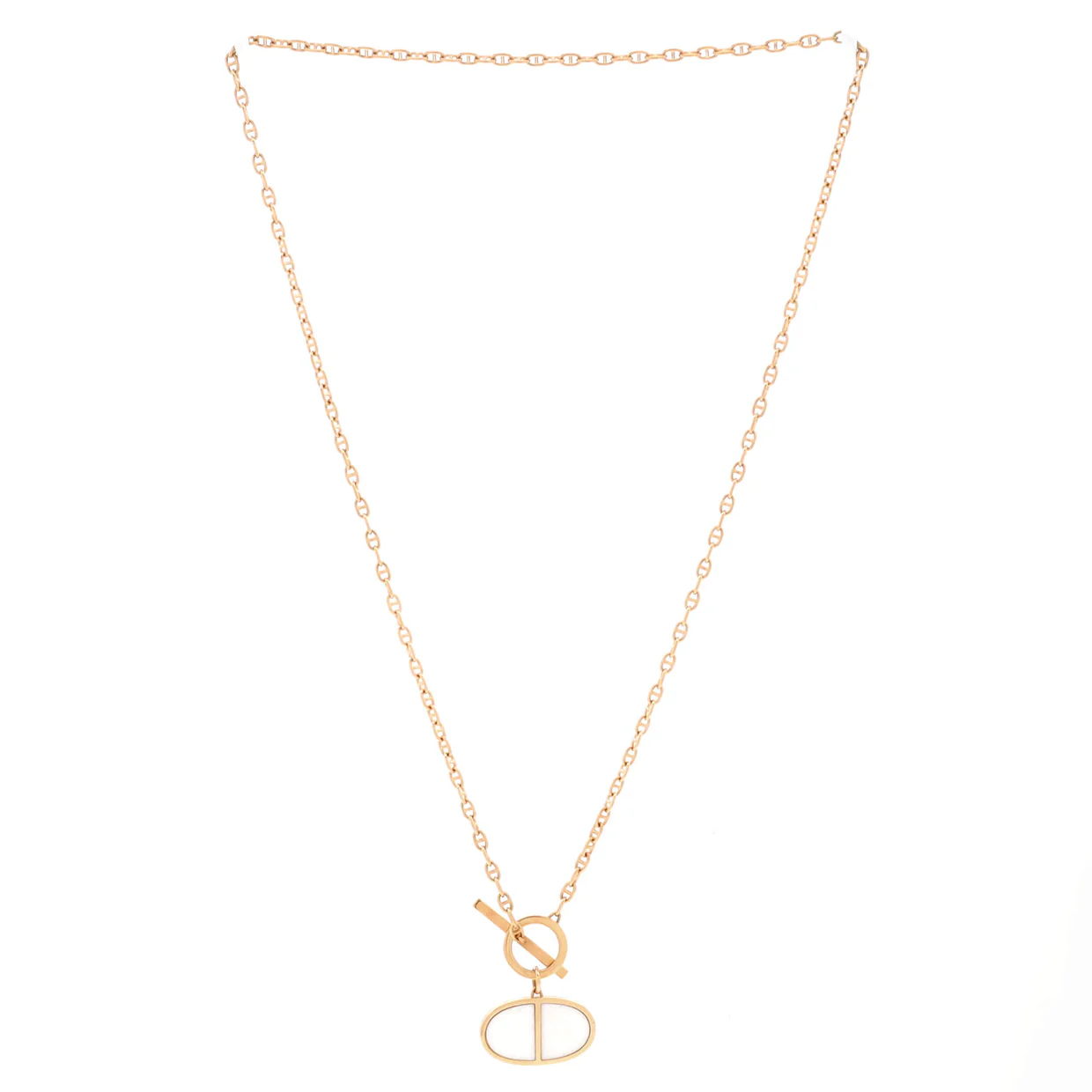Chaine d'Ancre Verso Pendant Necklace 18K Rose Gold with Ceramic - Deep Luxury