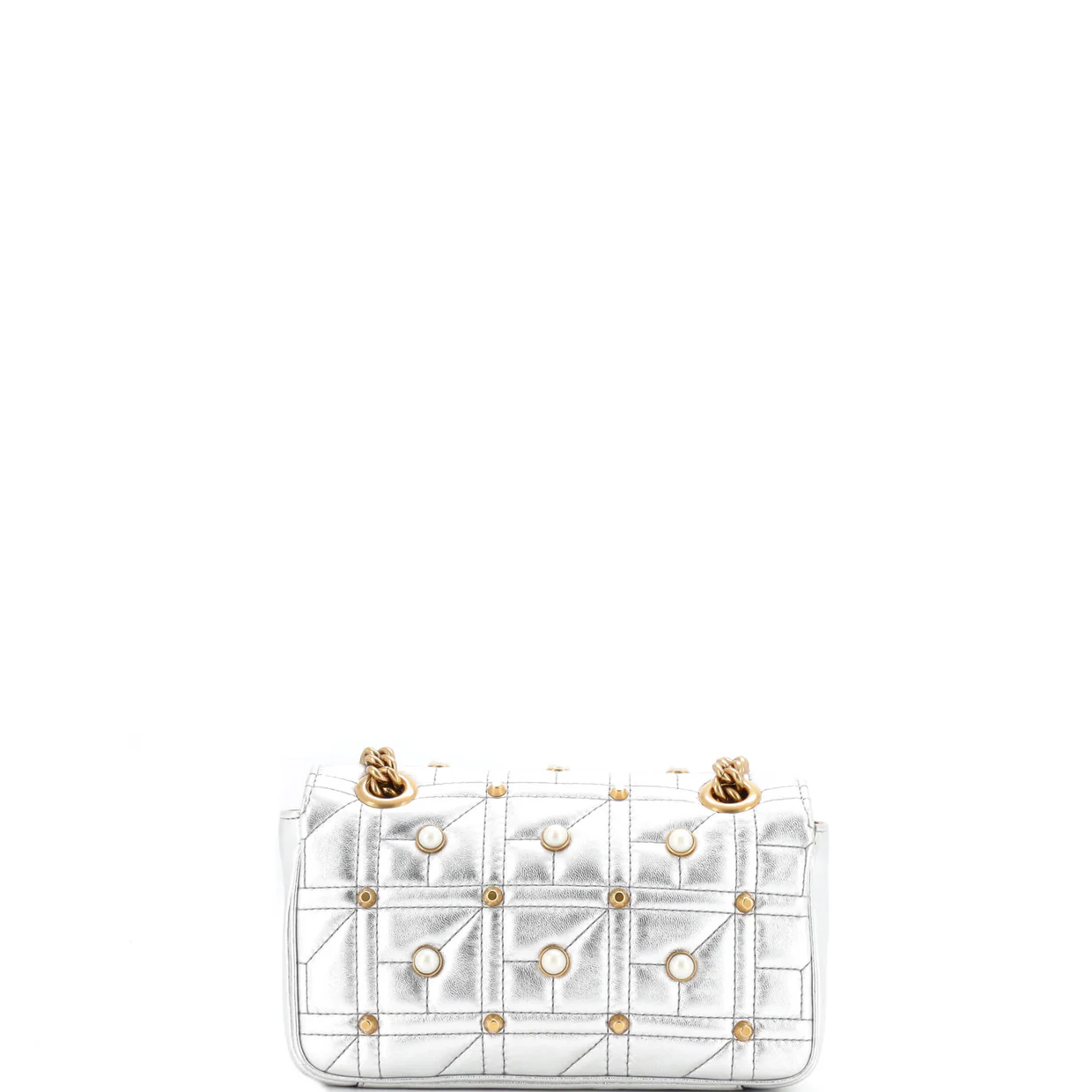 Pearly GG Marmont Flap Bag Embellished Matelasse Leather Mini - Deep Luxury