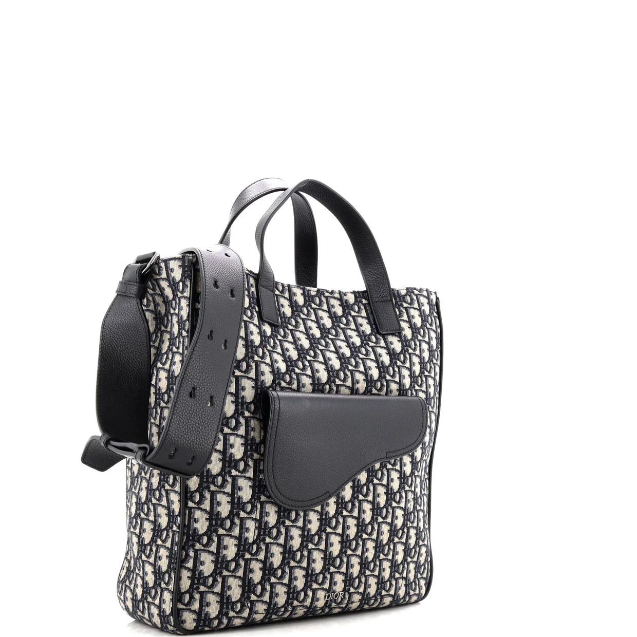 Saddle Tote Oblique Canvas and Leather Tall - Deep Luxury