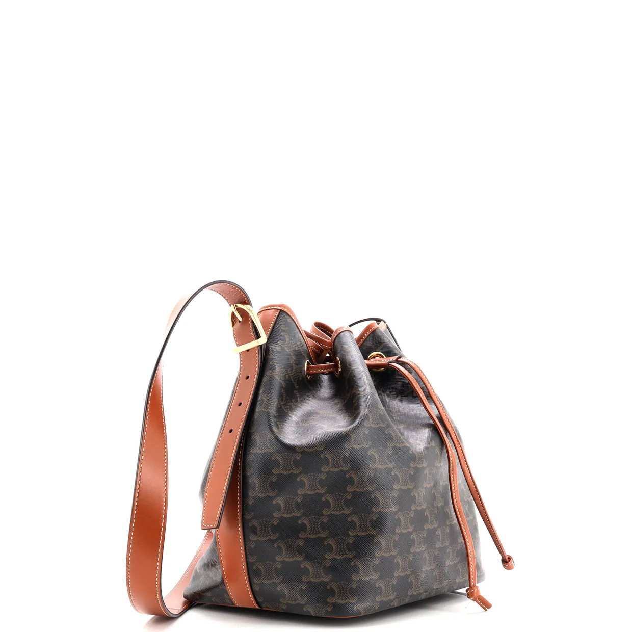 Drawstring Bucket Bag Triomphe Coated Canvas Medium - Deep Luxury