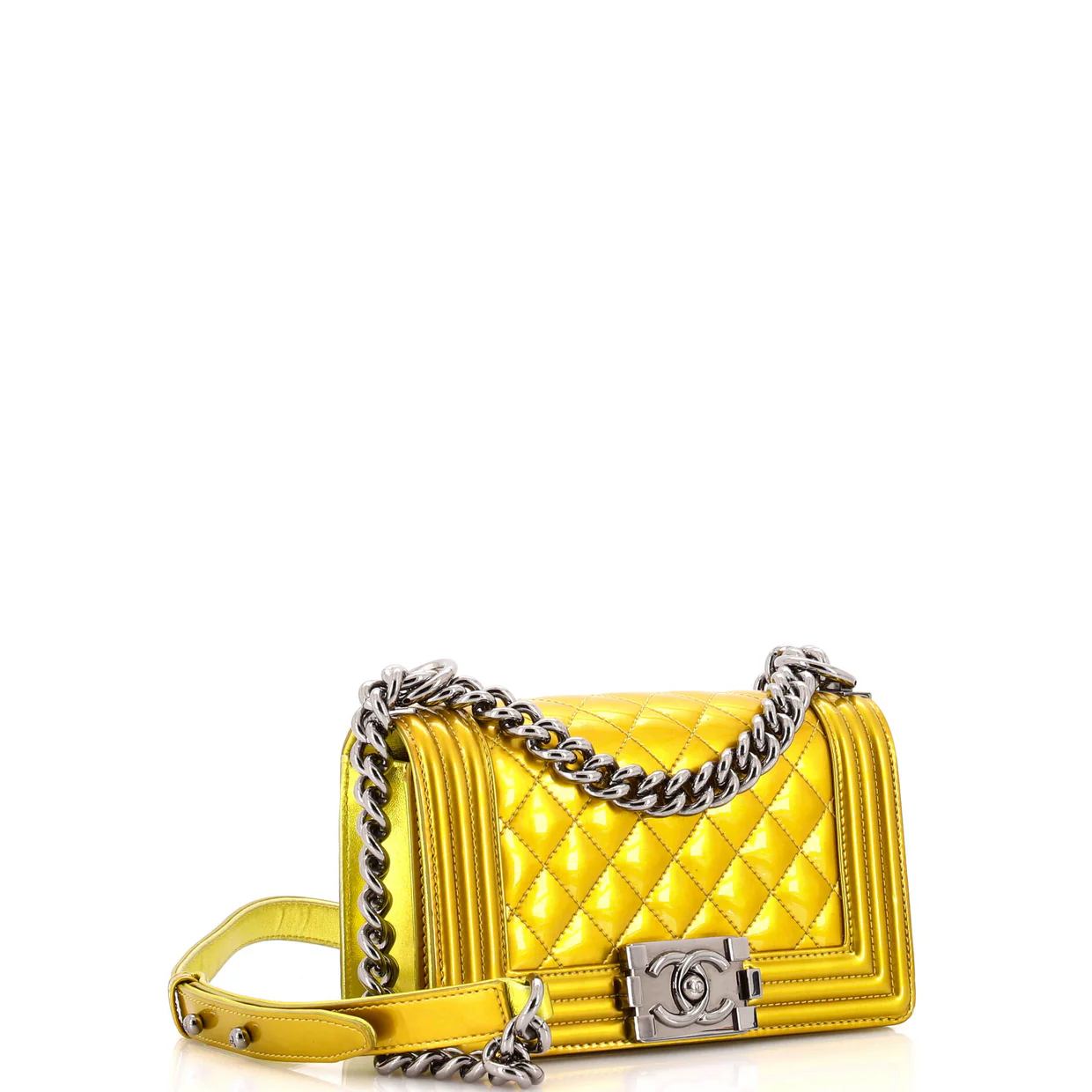 Boy Flap Bag Quilted Patent Small - Deep Luxury